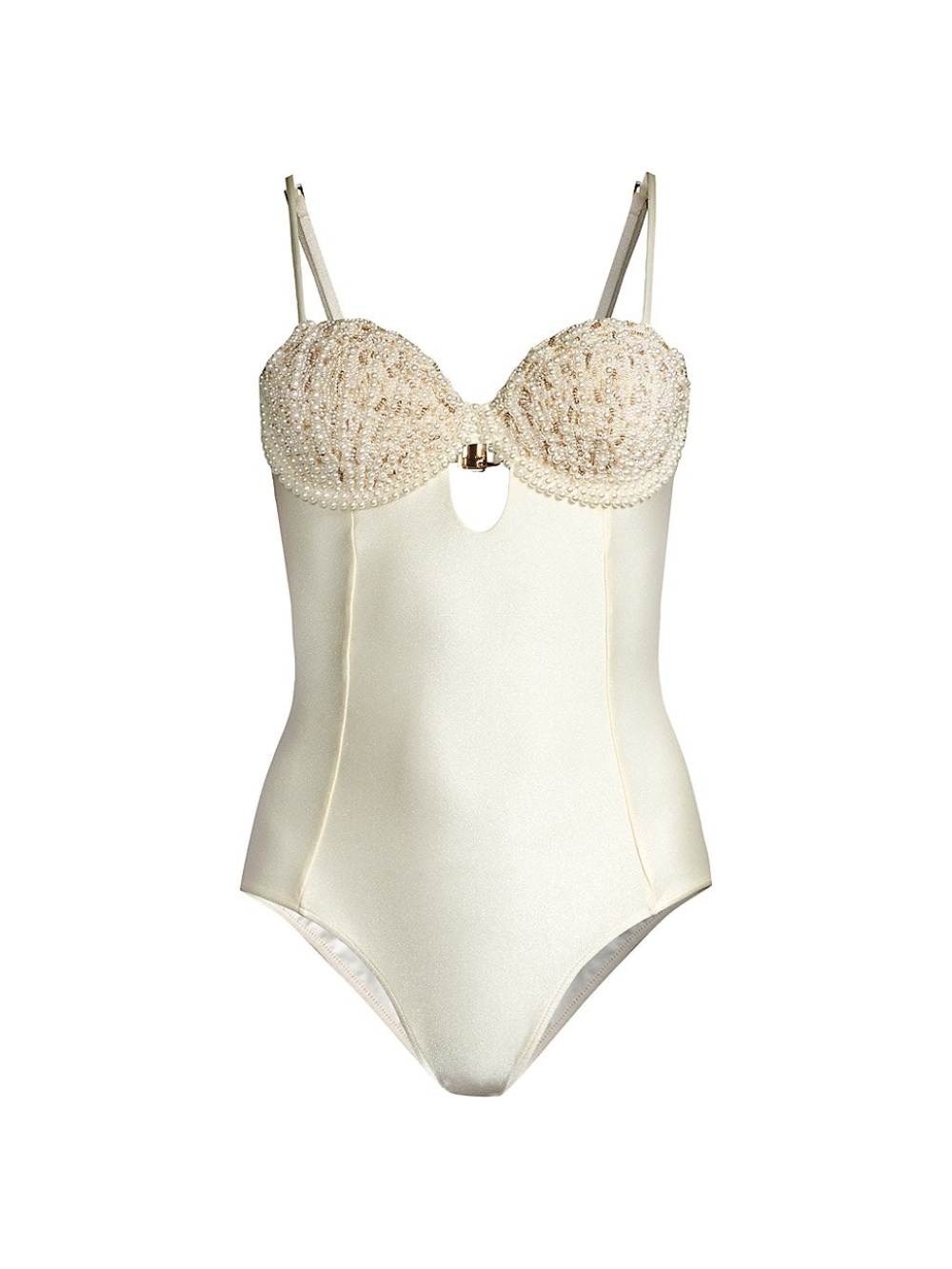 PatBO Ivory Embellished One-Piece Swimsuit/ Bodysuit